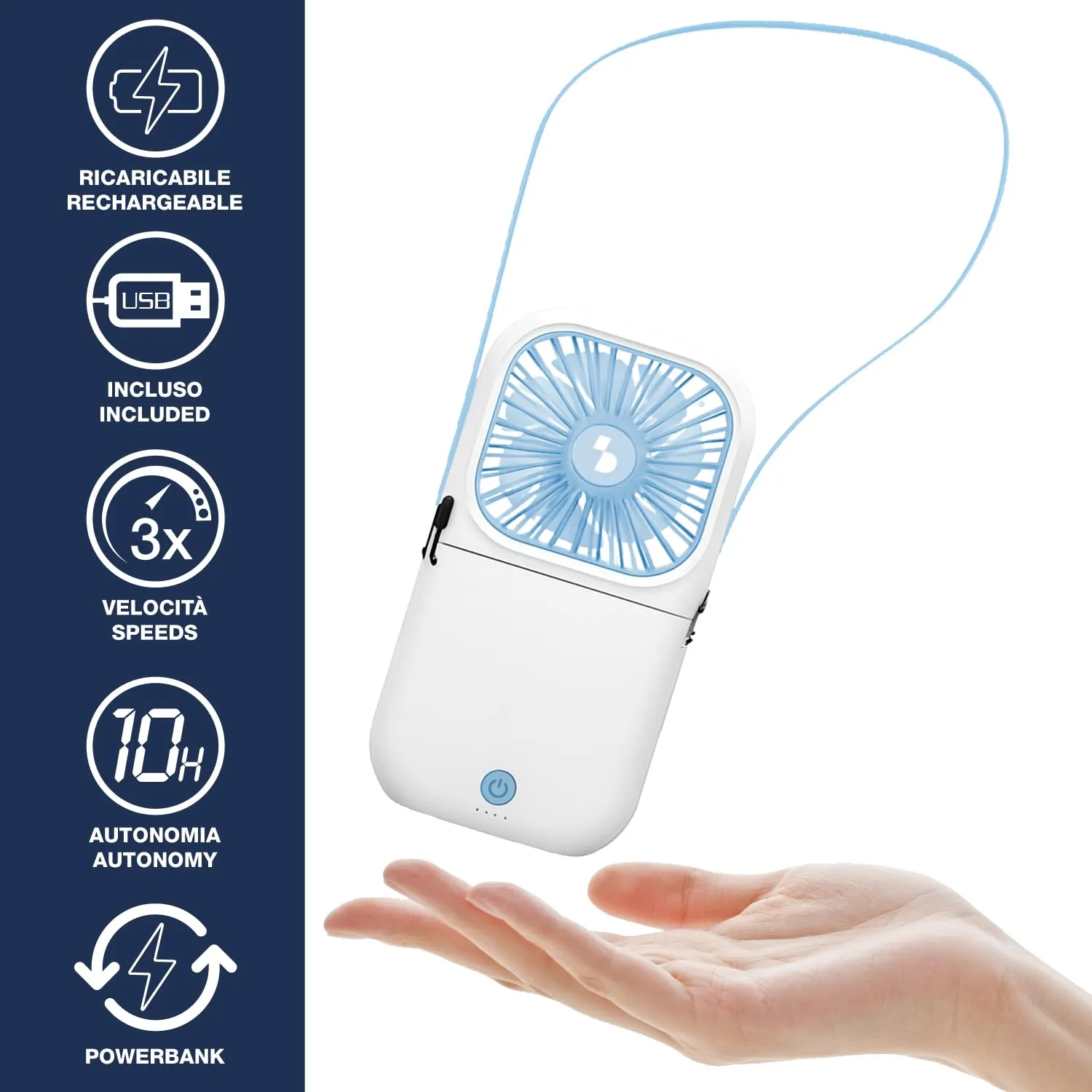 Beper P206VEN411 mini ventilatore pieghevole powerbank USB-C