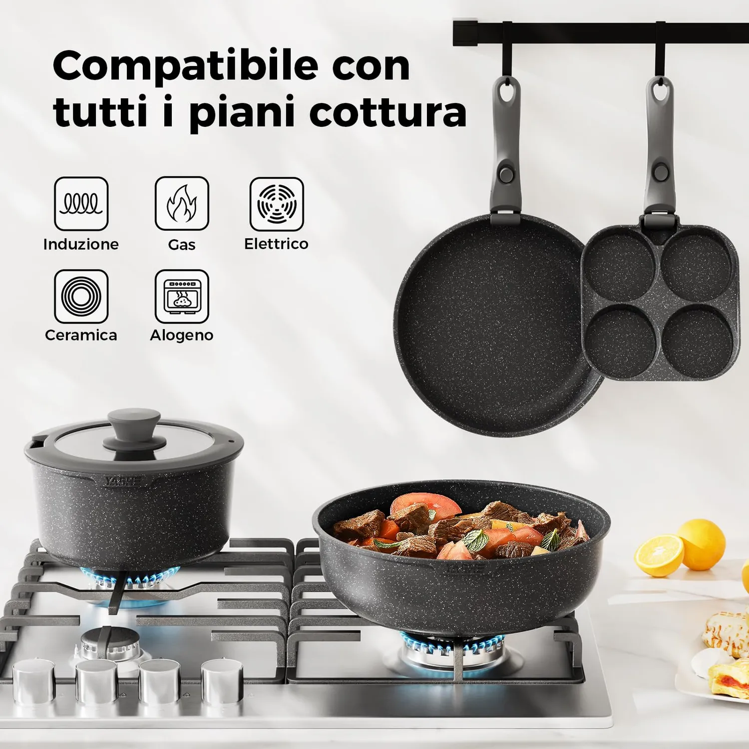 YASHE set pentole induzione 20 pezzi con padella uova