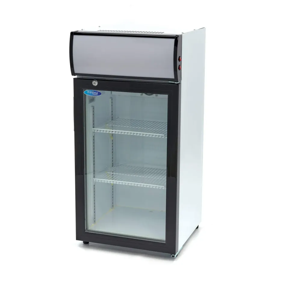 Maxima Frigorifero Vetrina 80 Litri Banco Bianco Inox