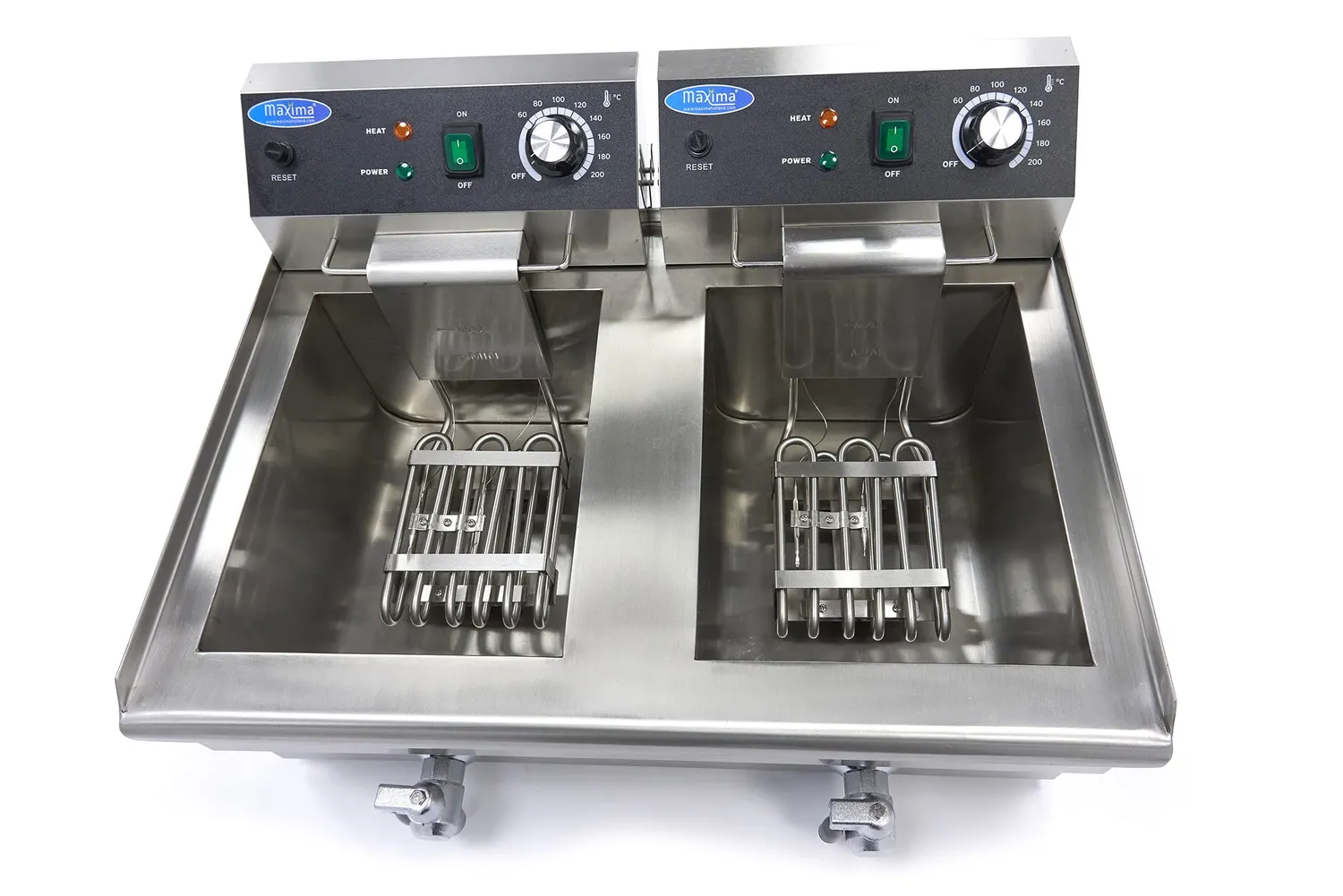 Maxima Friggitrice Elettrica 2x13L 2 Cestelli con Rubinetto
