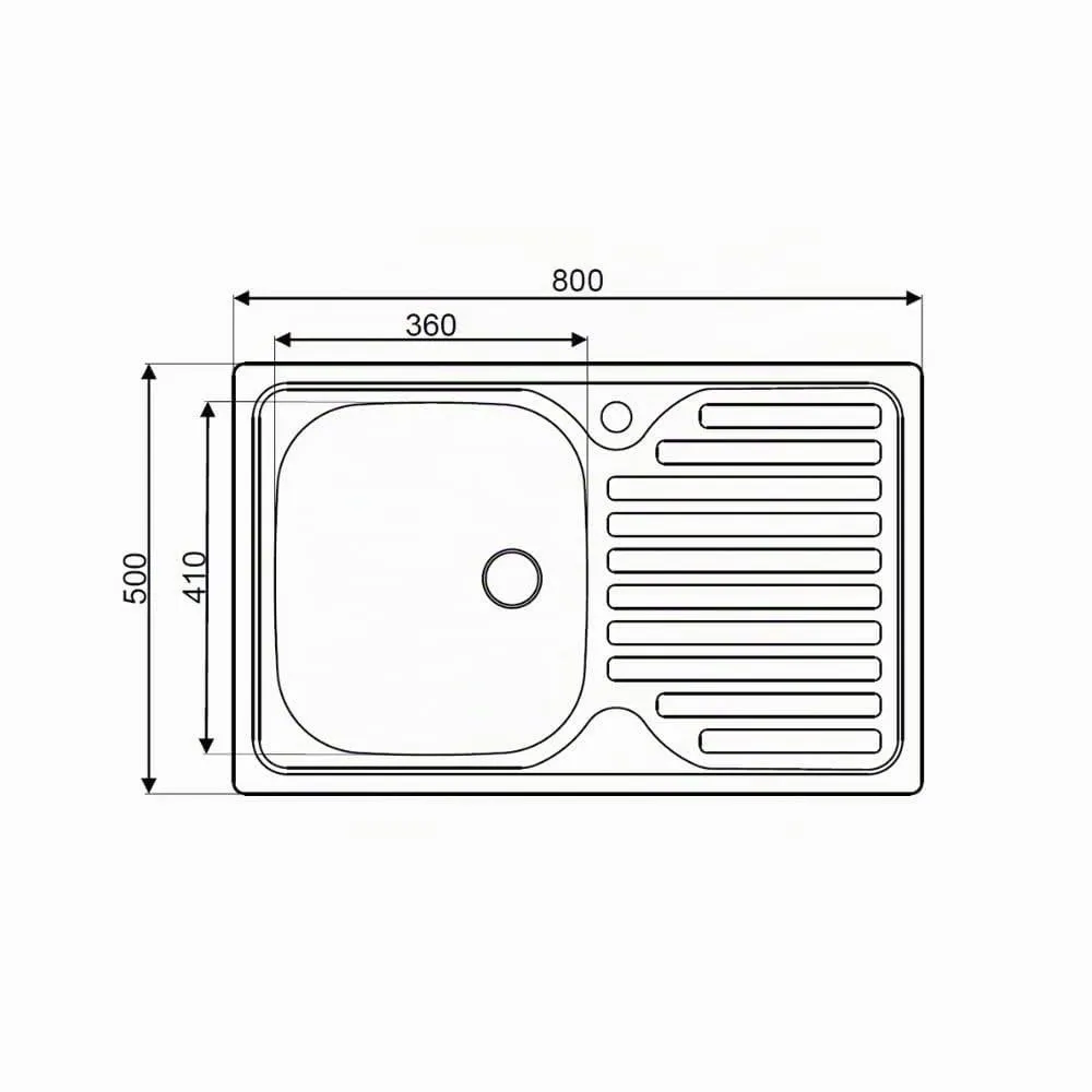 Samet SA216 lavello appoggio 80x50 inox gocciolatoio destro