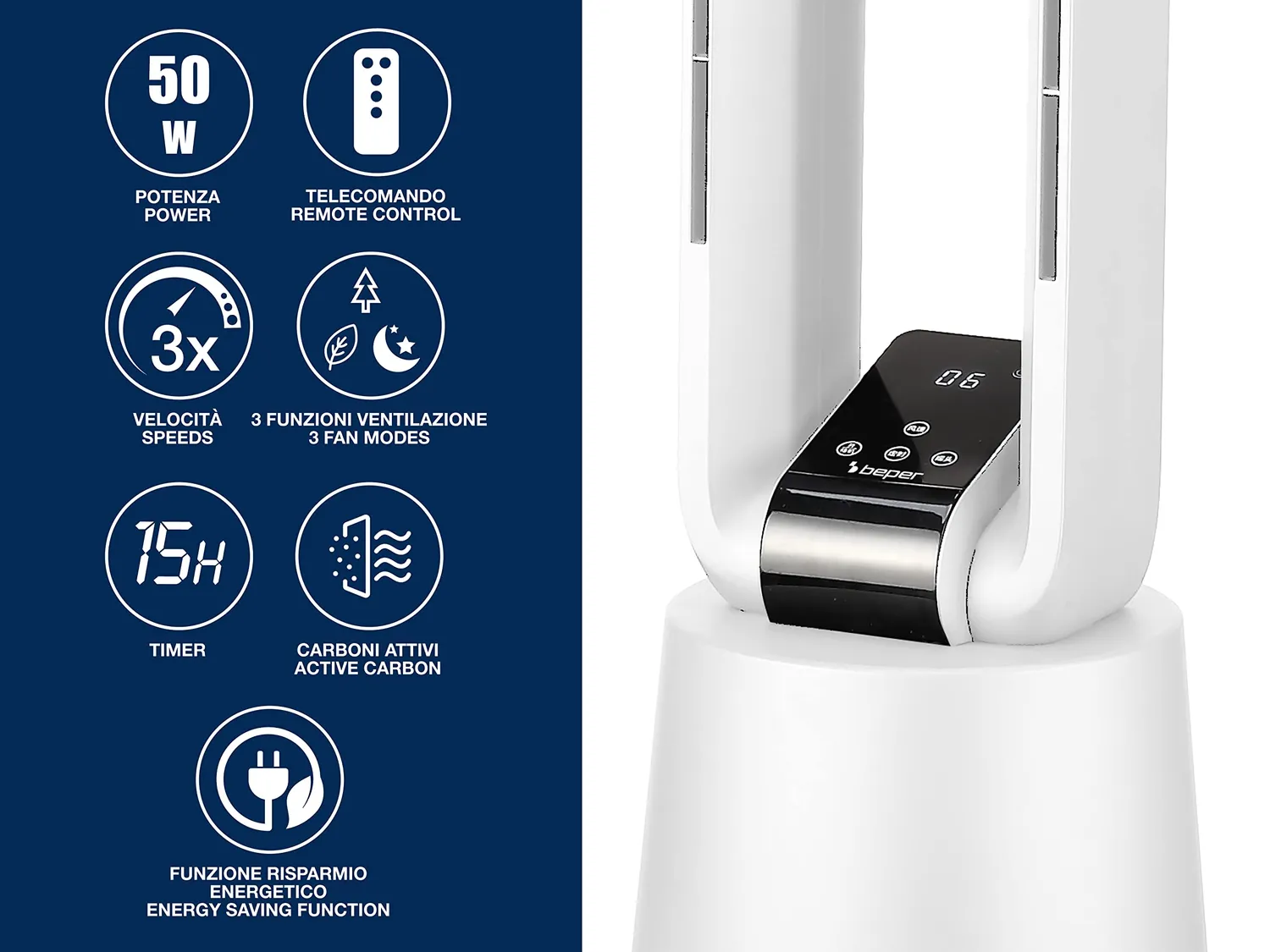 Beper P206VEN350 purificatore aria carboni attivi telecomando
