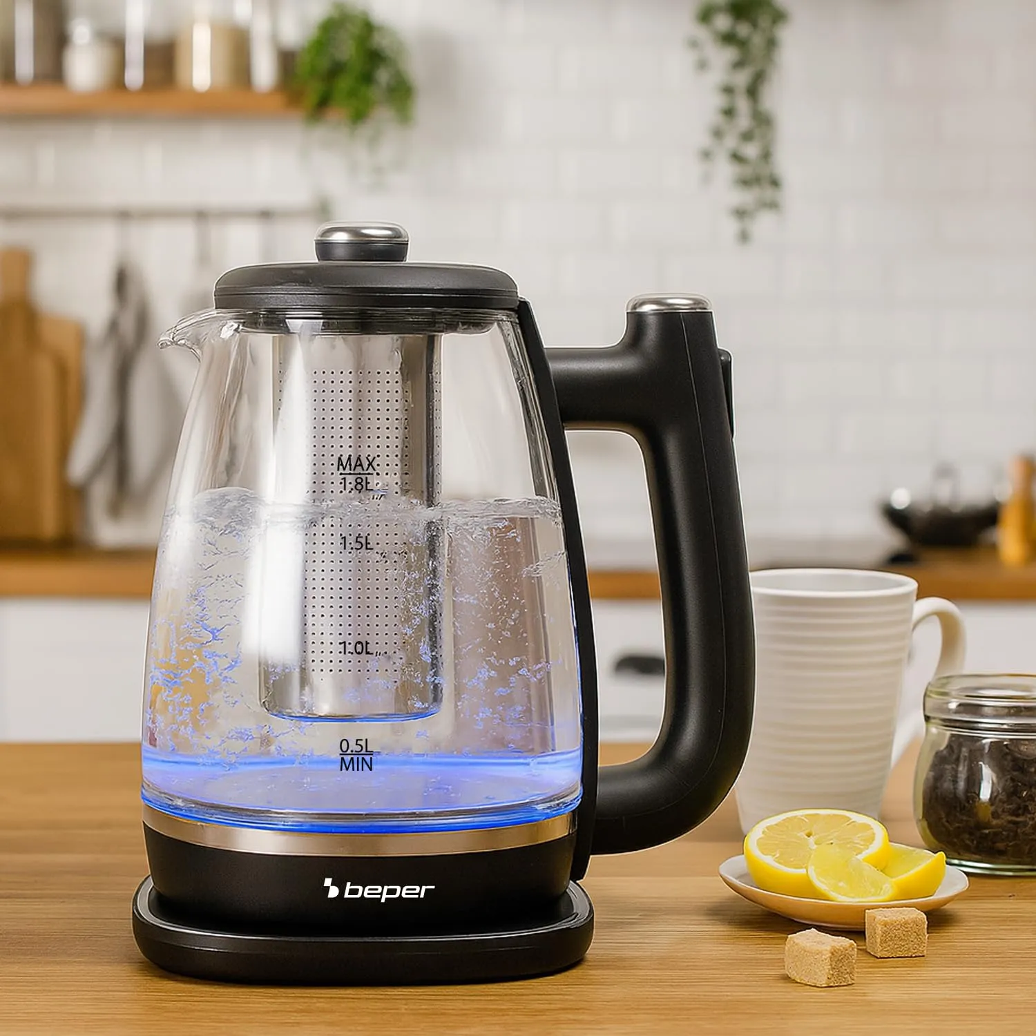 Beper P101BOL200 Bollitore Elettrico Vetro 1,8L 2200W