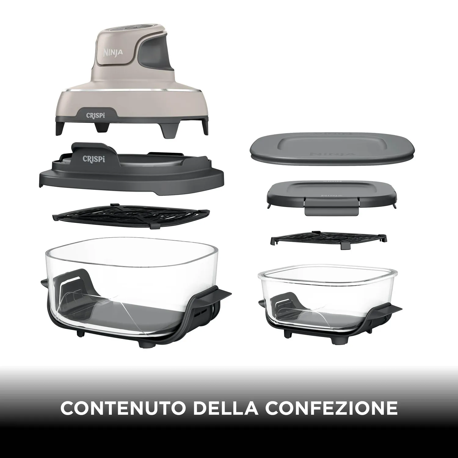 Ninja CRISPi friggitrice ad aria vetro 4 funzioni tortora