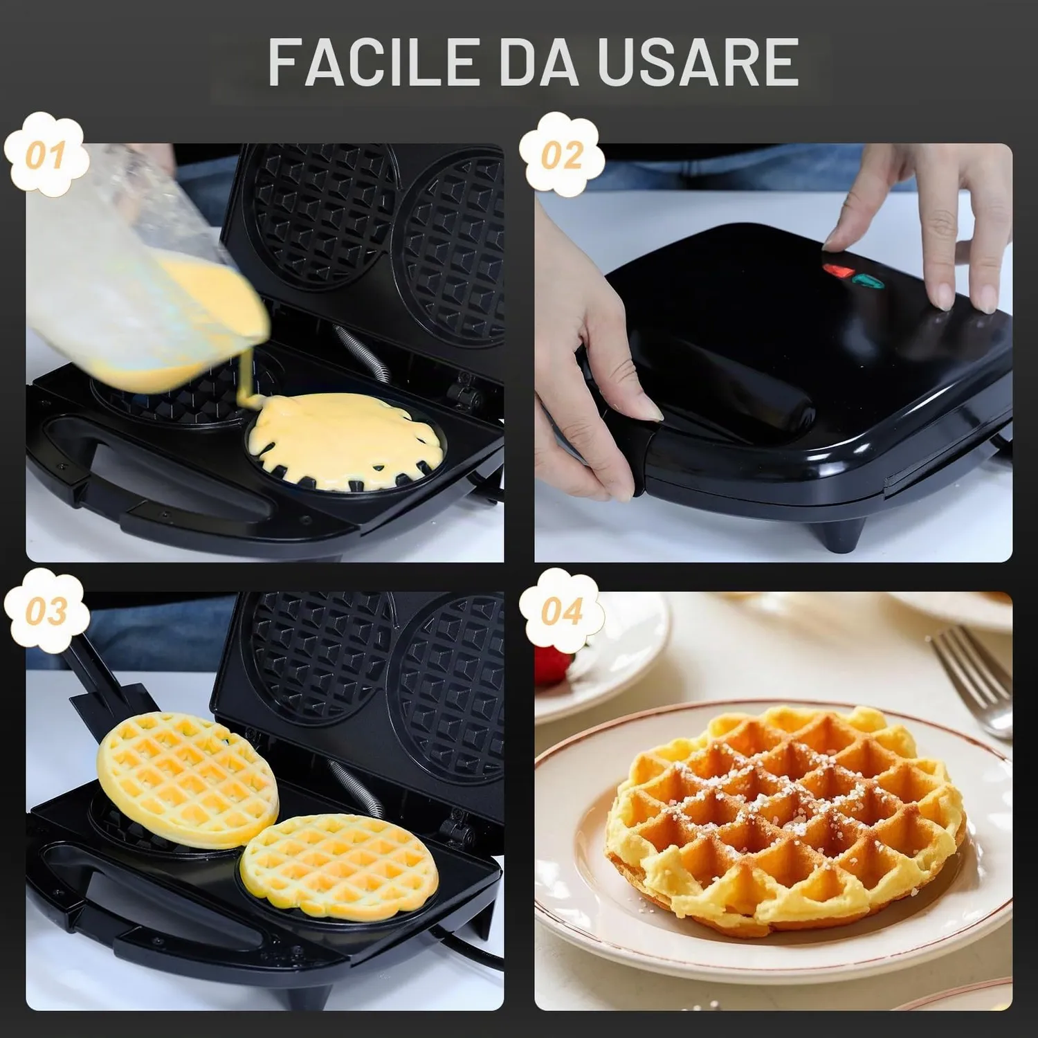 Yashe Mini Waffle Maker doppio piastra waffle antiaderente