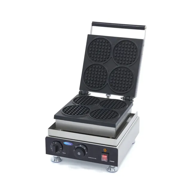 Maxima Piastra Waffle Rotonda 4 Pezzi Timer 1750W