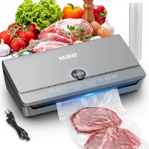 YASHE Macchina Sottovuoto 80KPa con Rotolo 20x300 Doppia Pompa