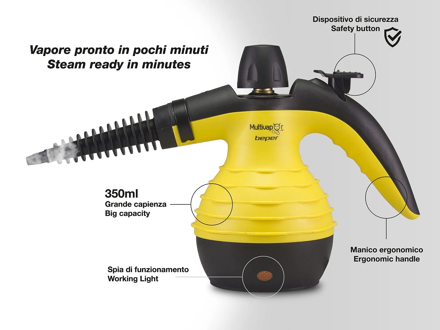 Beper pulitore a vapore 3,2 bar 350ml giallo nero
