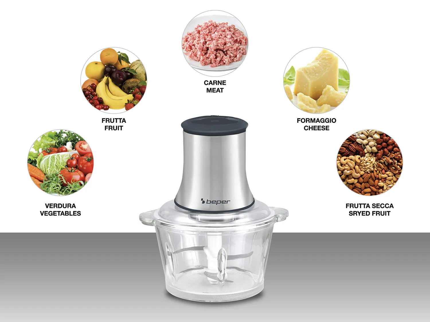 Beper P102ROB001 Tritatutto Vetro 1,5L 2 velocità