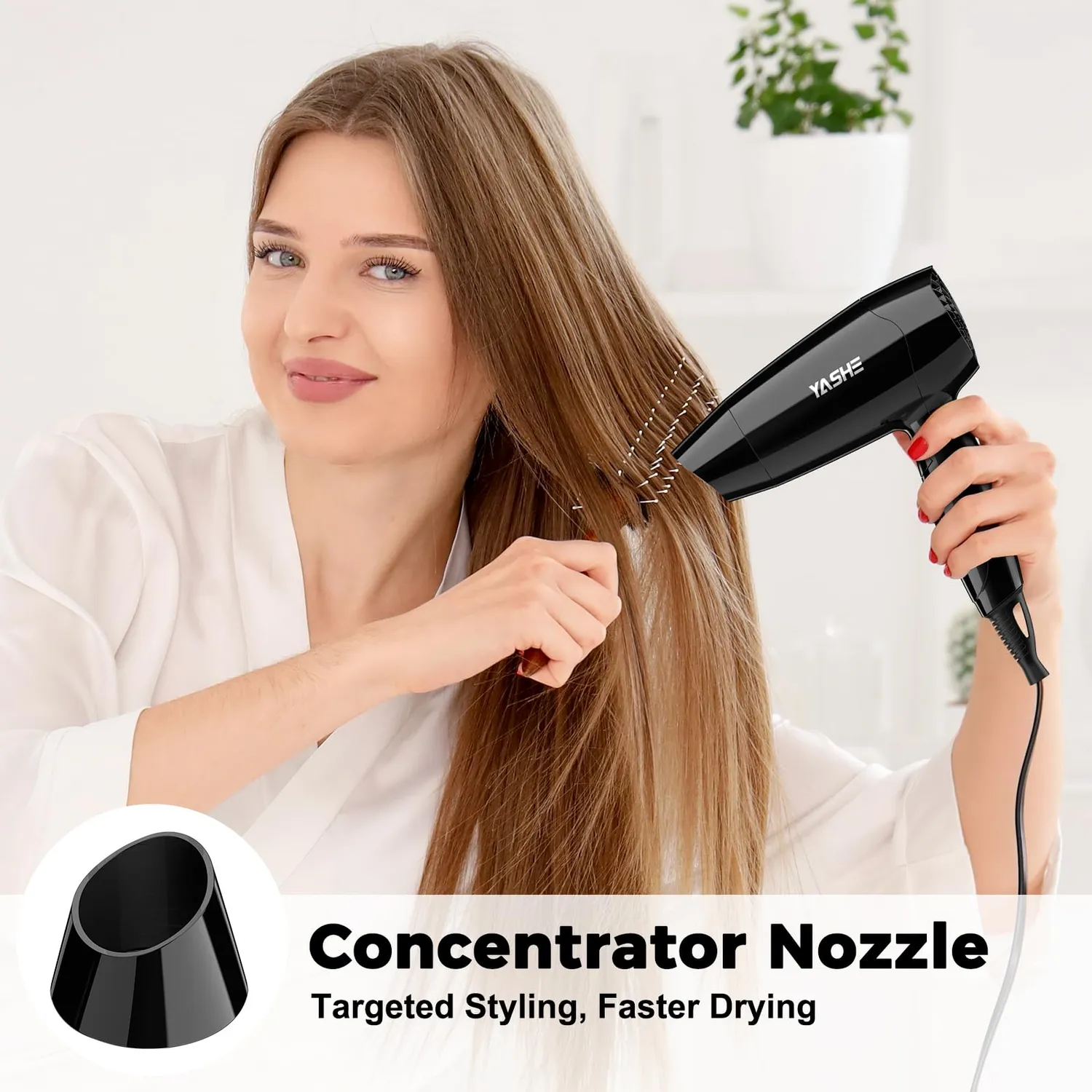 Yashe asciugacapelli mini pieghevole nero 1200W