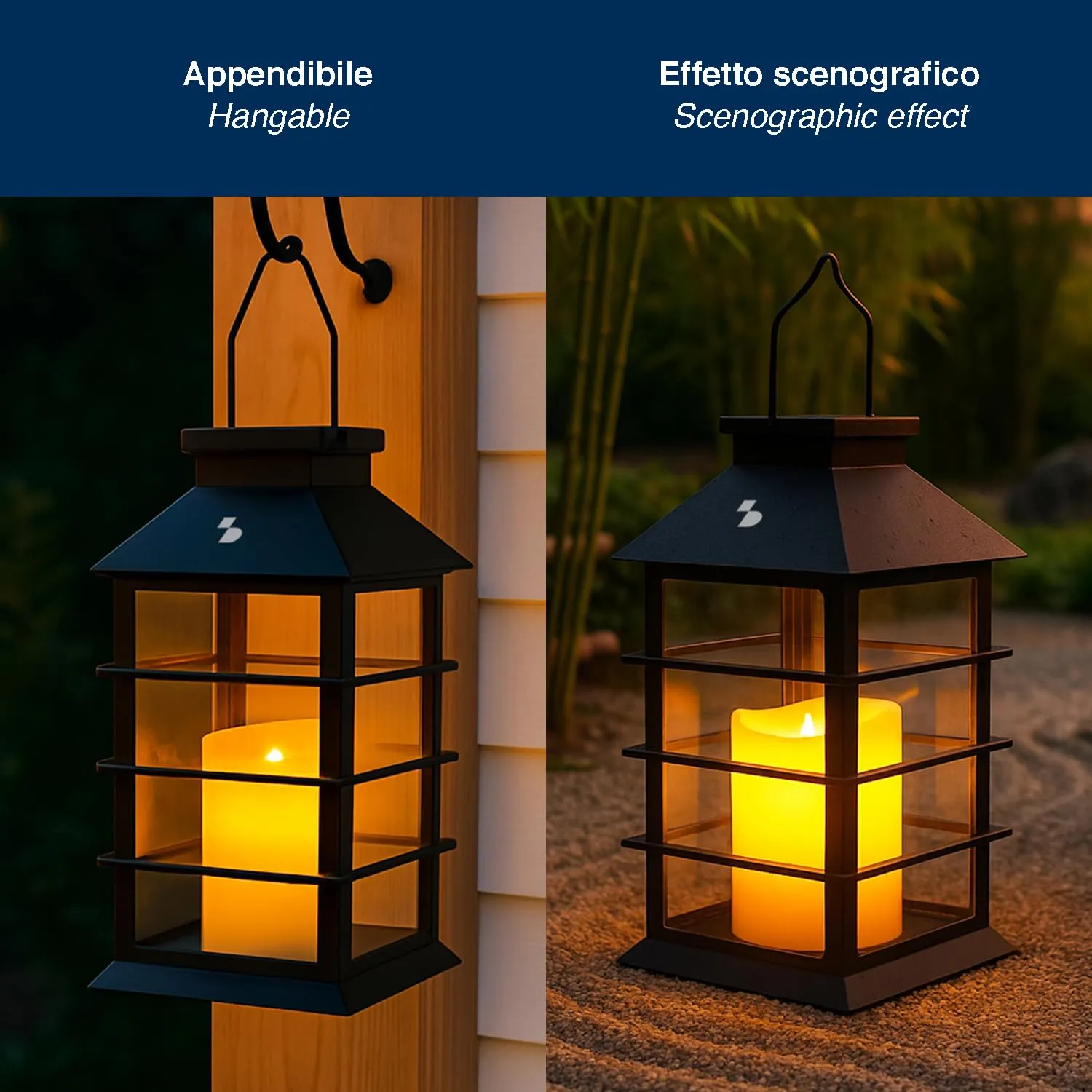 Beper P207ILO303 lanterna solare effetto fiamma con gancio