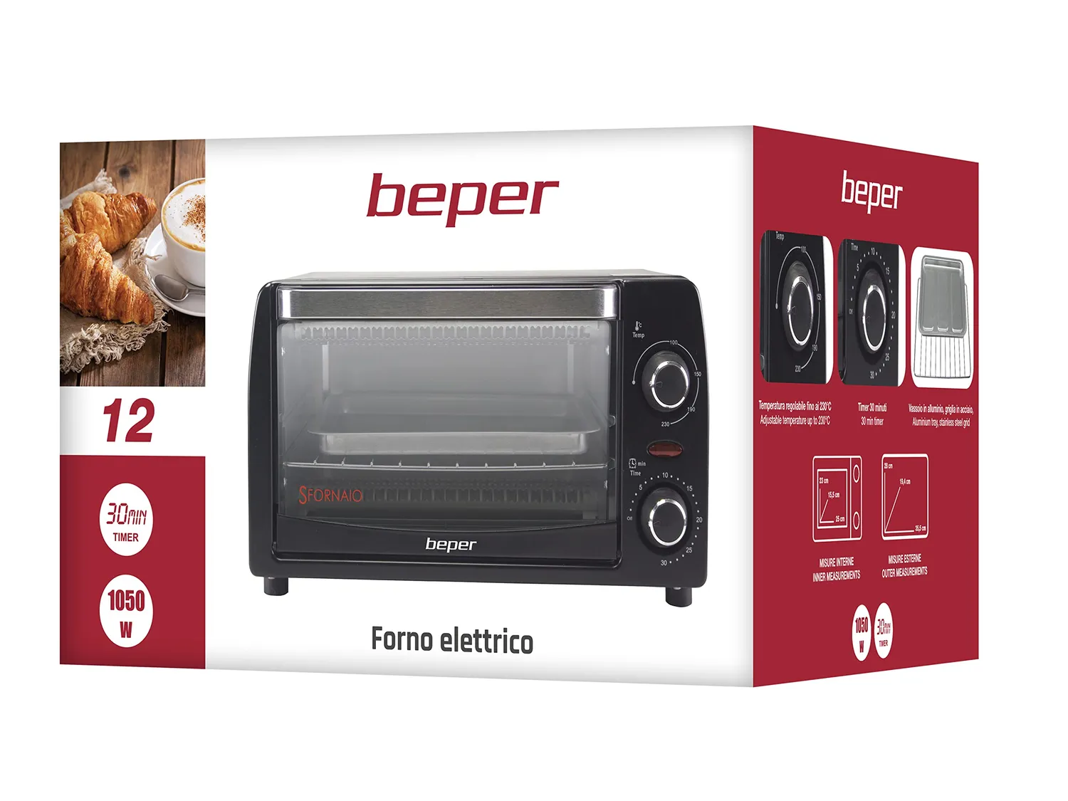 Beper 90.882 fornetto elettrico 12L al quarzo
