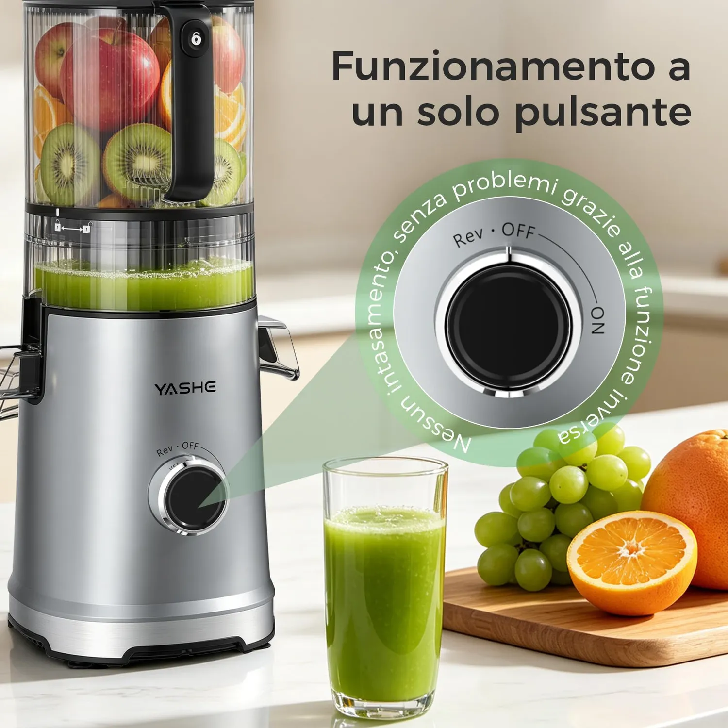 Yashe Estrattore Succo Freddo 600W Bocca 152mm 3-in-1