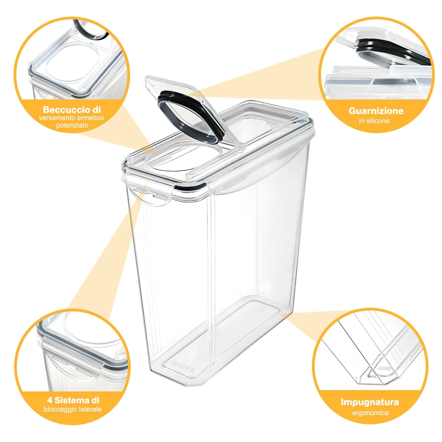 Yashe Contenitori Ermetici Alimenti Set 4 Pezzi 3,7 L Senza BPA