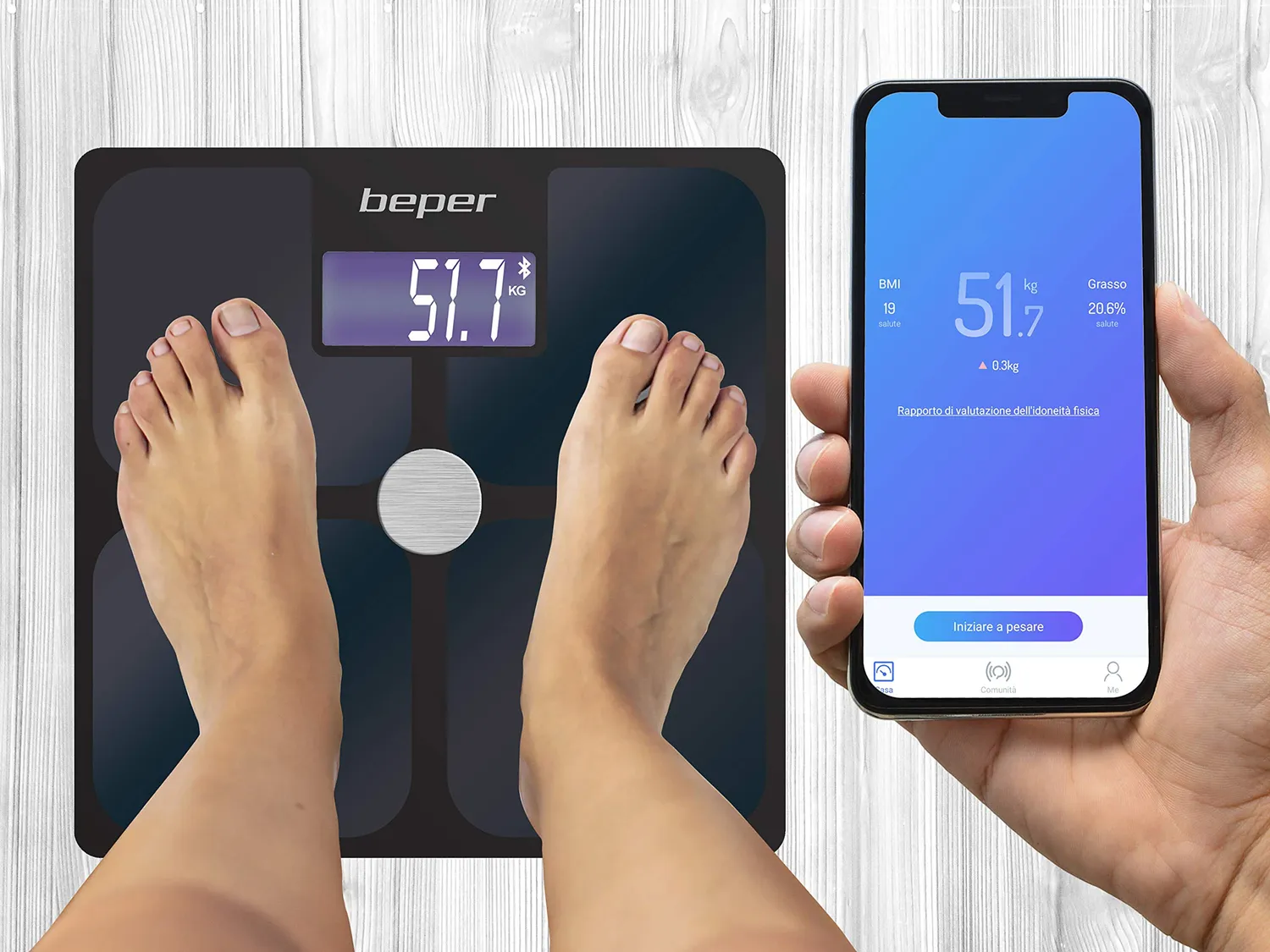 Beper P303BIP050 bilancia pesapersone bluetooth con app