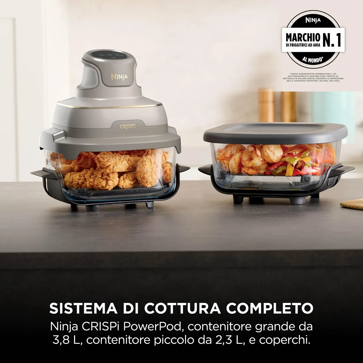 Ninja CRISPi FN201EUSD1 friggitrice ad aria vetro oro 3,8L+2,3L
