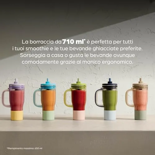 Ninja BlendBoss borraccia 710 ml azzurro con cannuccia