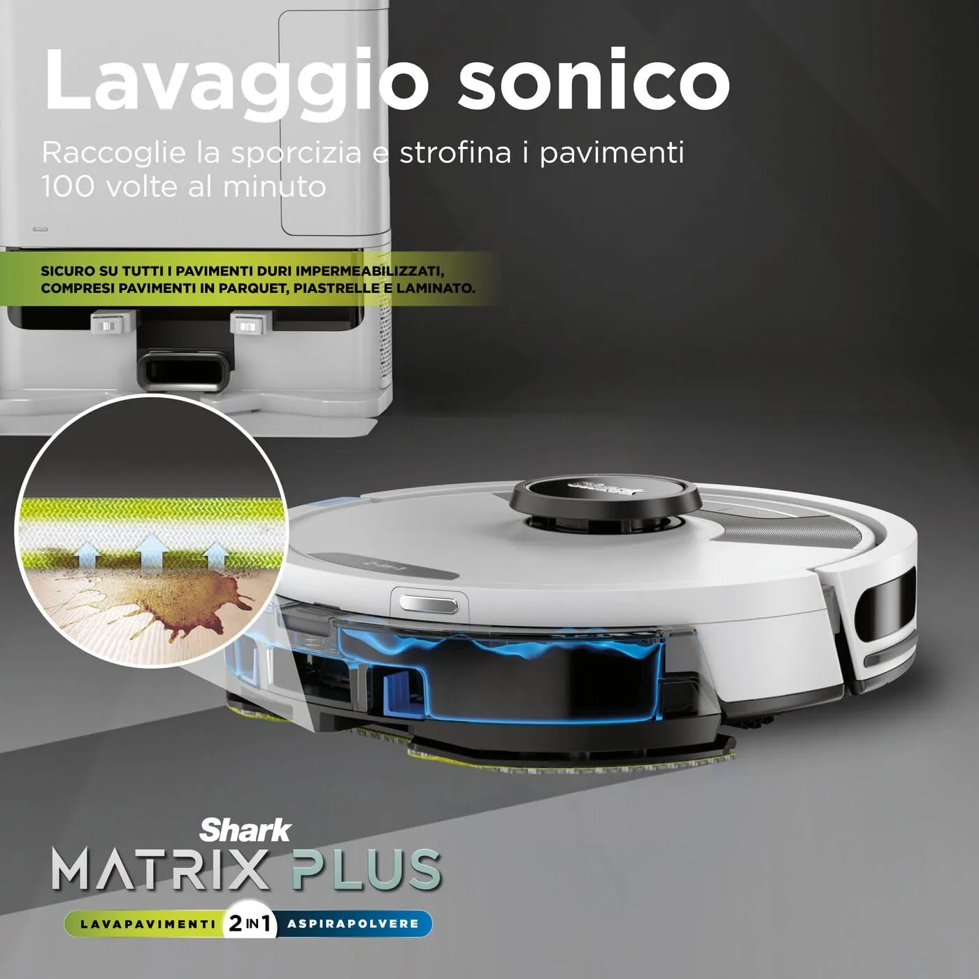 Shark Matrix Plus 2-in-1 Robot Aspirapolvere Bianco 60 Giorni