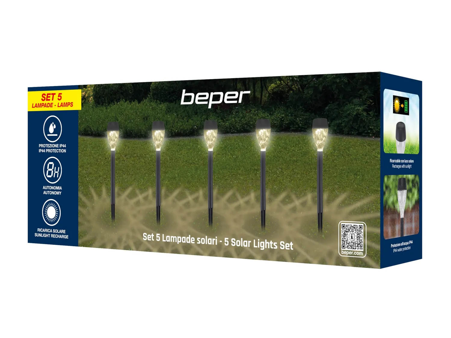 Beper P207ILO050 Luci Solari Giardino 5 Pezzi IP44