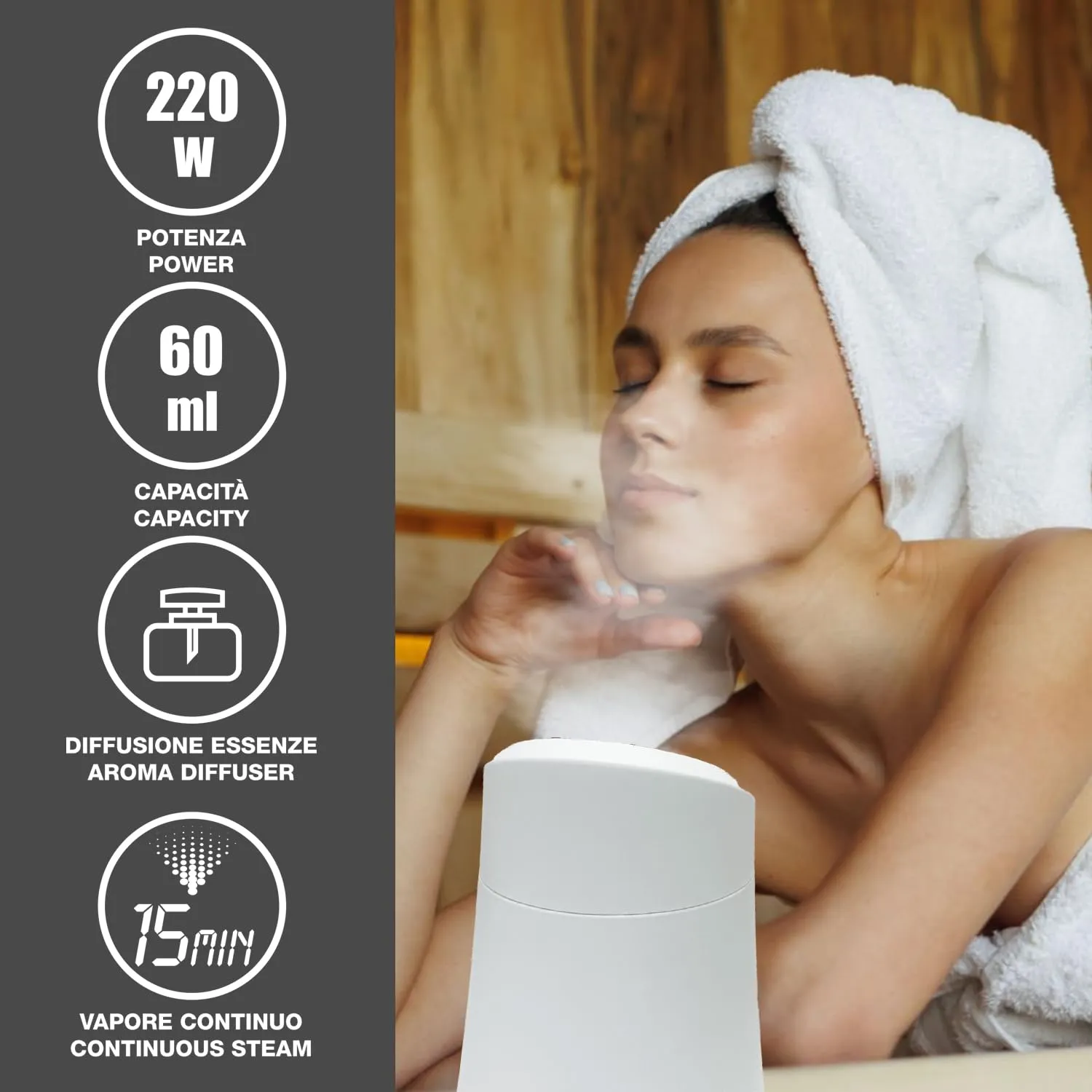 Beper P302VIS010 sauna facciale a vapore 60ml Hidra