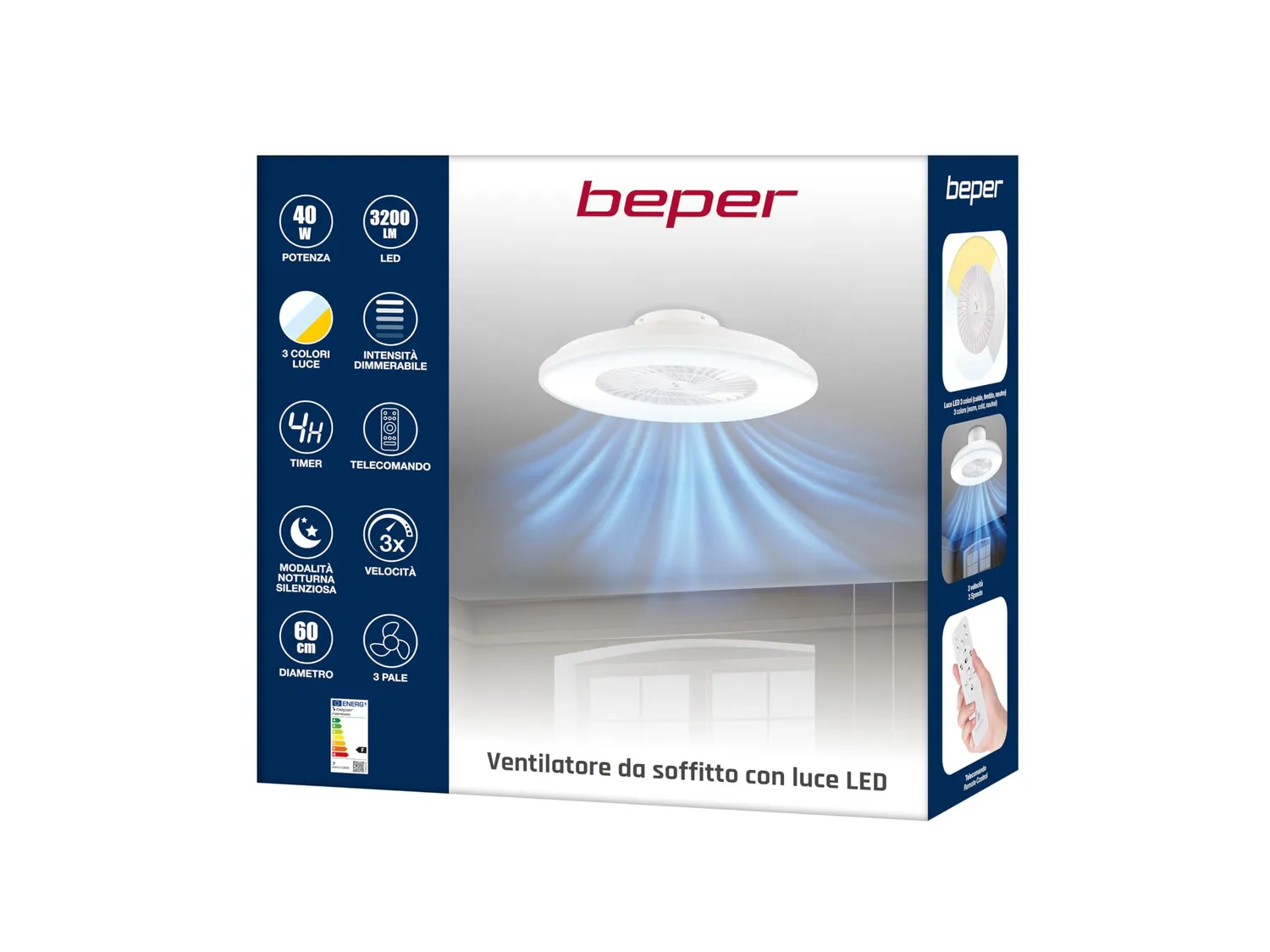 Beper P206VEN640 ventilatore soffitto 50 cm bianco LED