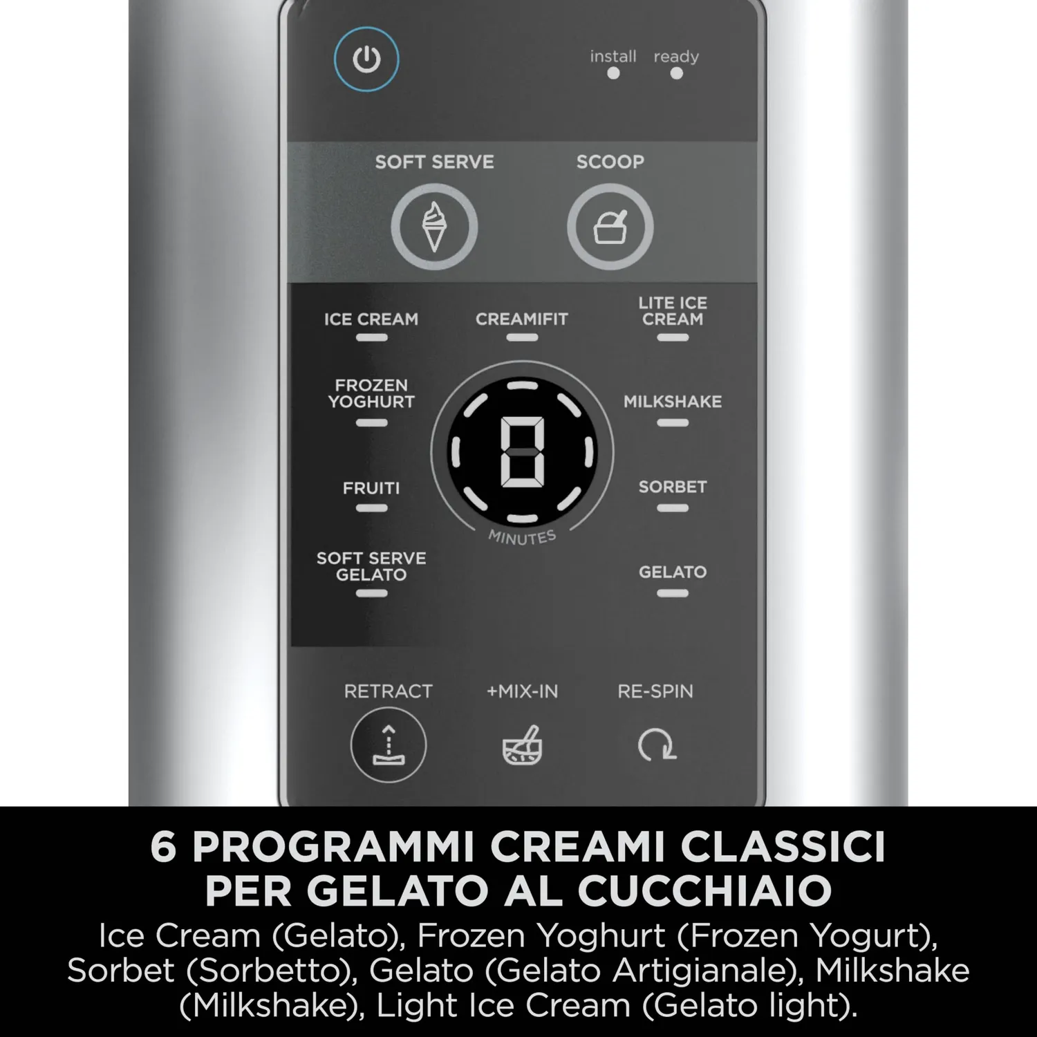 Ninja CREAMi Scoop & Swirl gelatiera 13 programmi argento