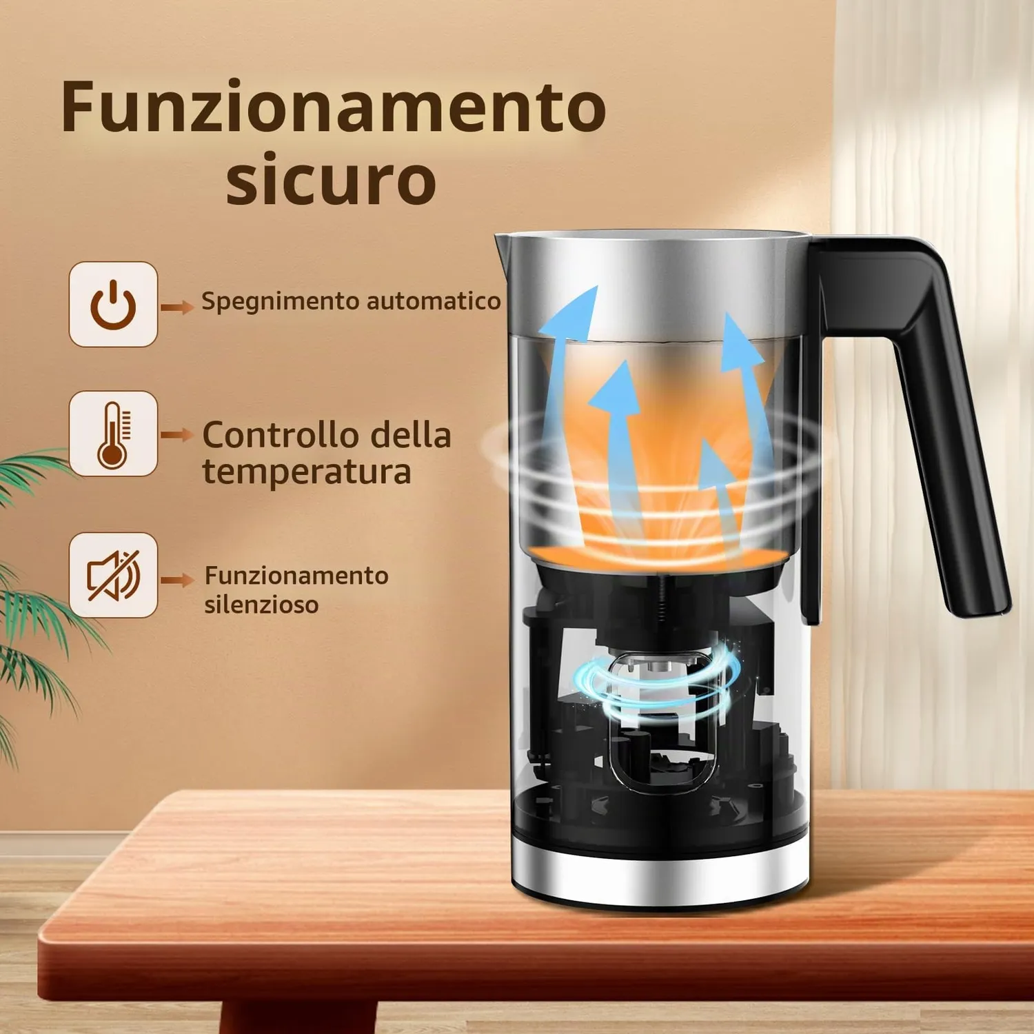 YASHE montalatte elettrico 240ml 4-in-1 caldo freddo