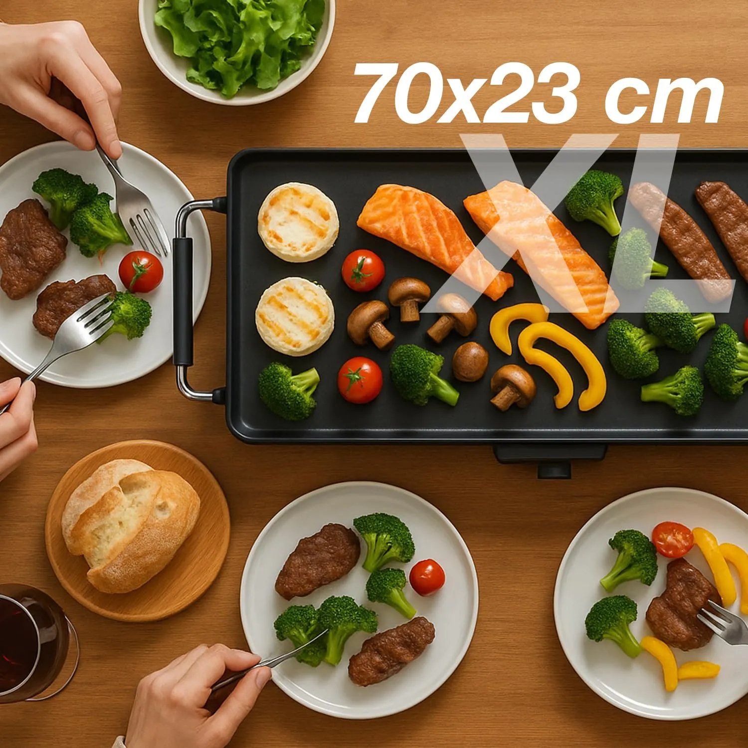 Beper P101BBQ070 piastra teppanyaki elettrica XL 70x23cm 2000W
