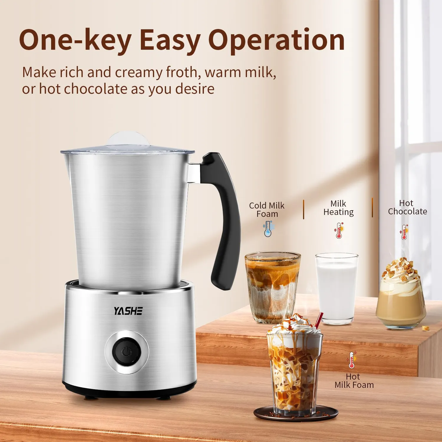 YASHE 4-in-1 montalatte elettrico 230 ml caldo freddo