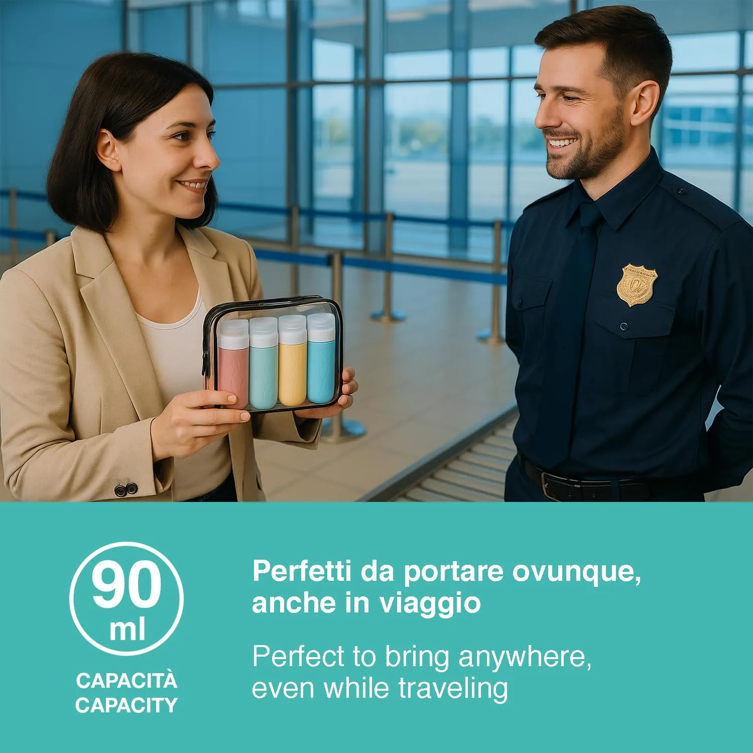 Beper C302AAC010 set 4 flaconi viaggio silicone 90 ml