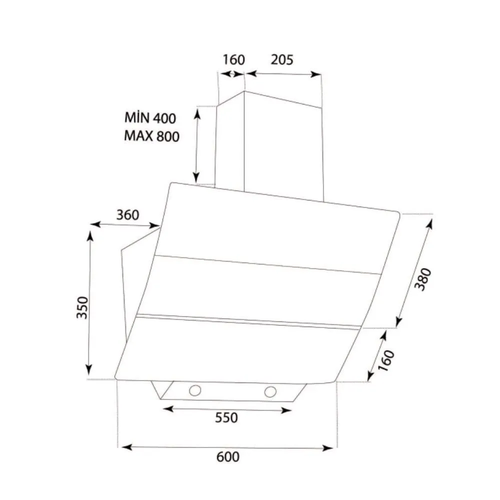 Samet cappa a parete 60 cm nera 130W 3 velocità classe D