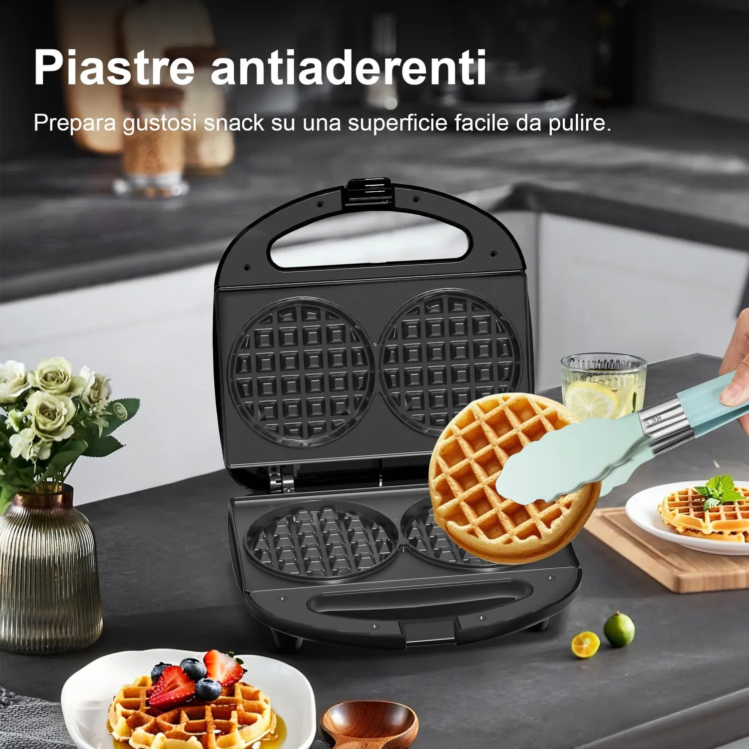 Yashe Mini Waffle Maker doppio piastra waffle antiaderente
