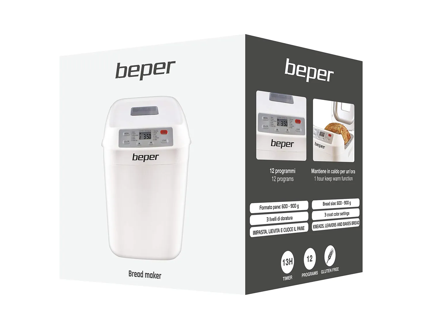 Beper BC.130 macchina del pane gluten free bianca