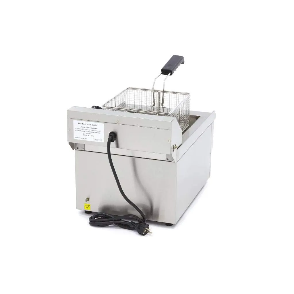 Maxima Friggitrice elettrica 16 L con rubinetto acciaio inox