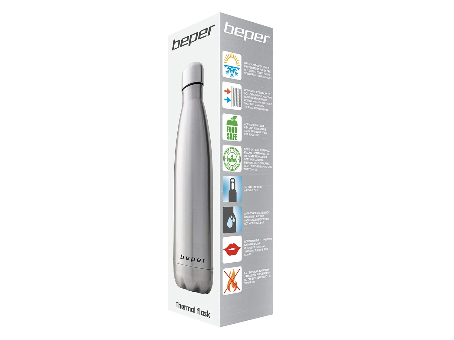 Beper BI.505 borraccia termica inox 500 ml argento