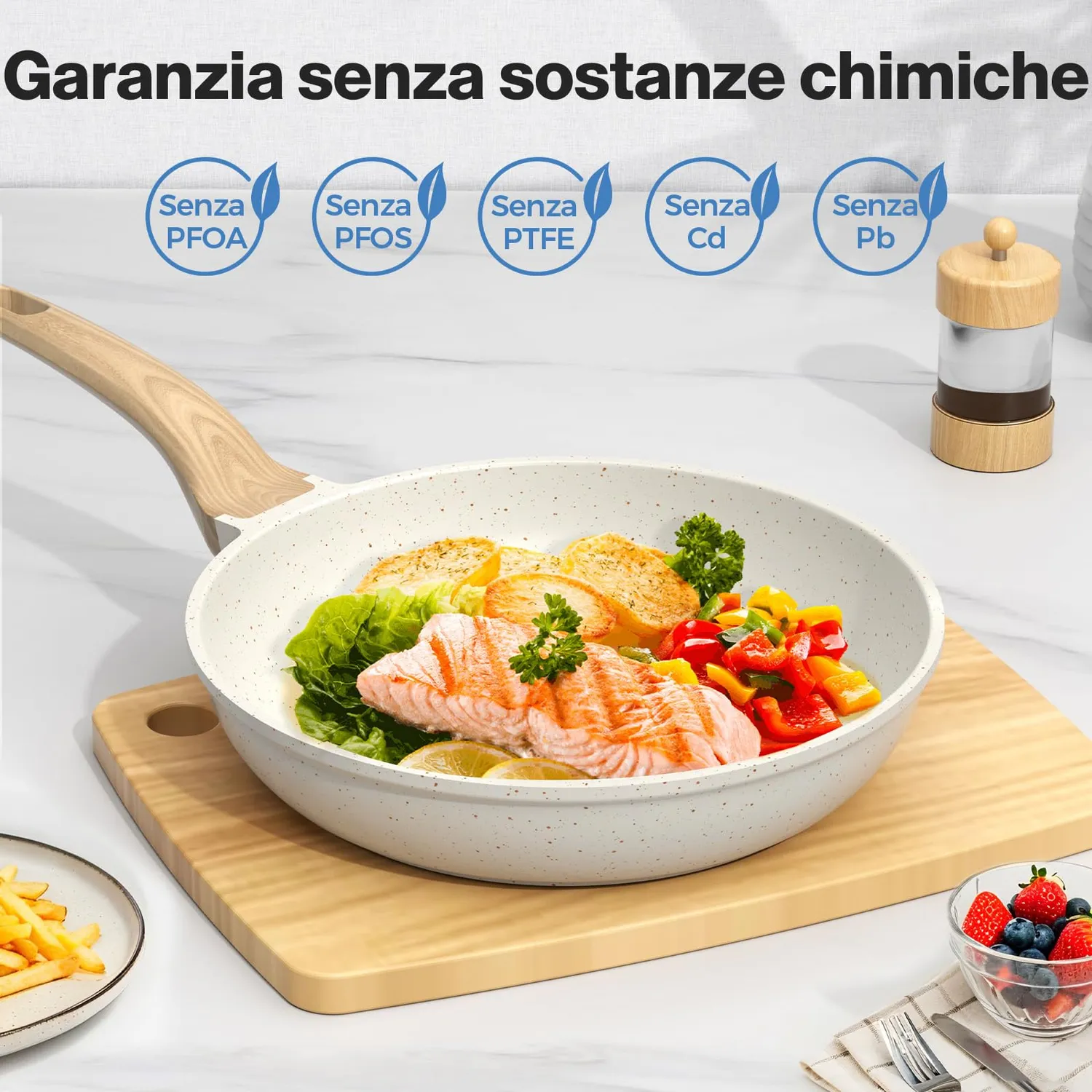 YASHE Padella Antiaderente 24 cm in Granito per Induzione