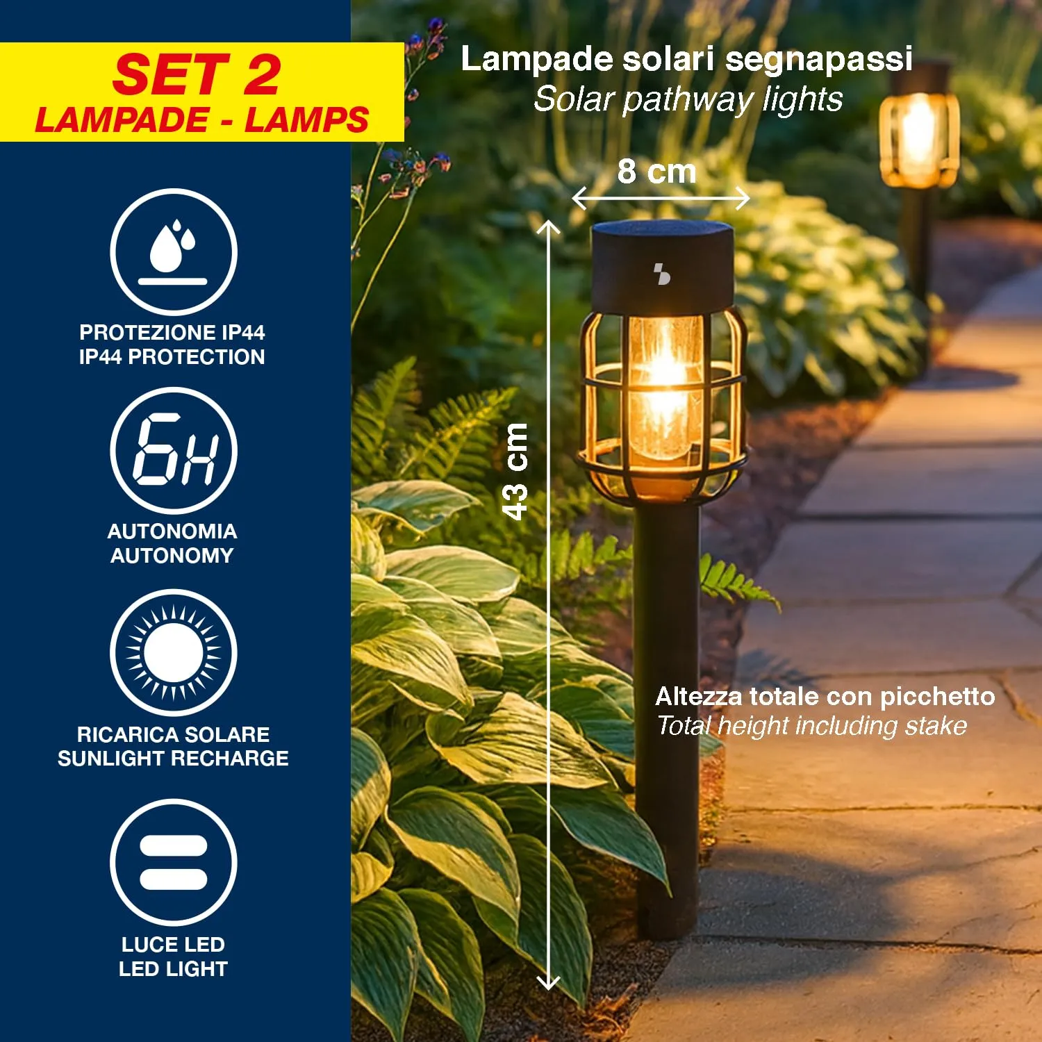Beper Lucea P207ILO021 lampade solari set 2 pezzi IP44