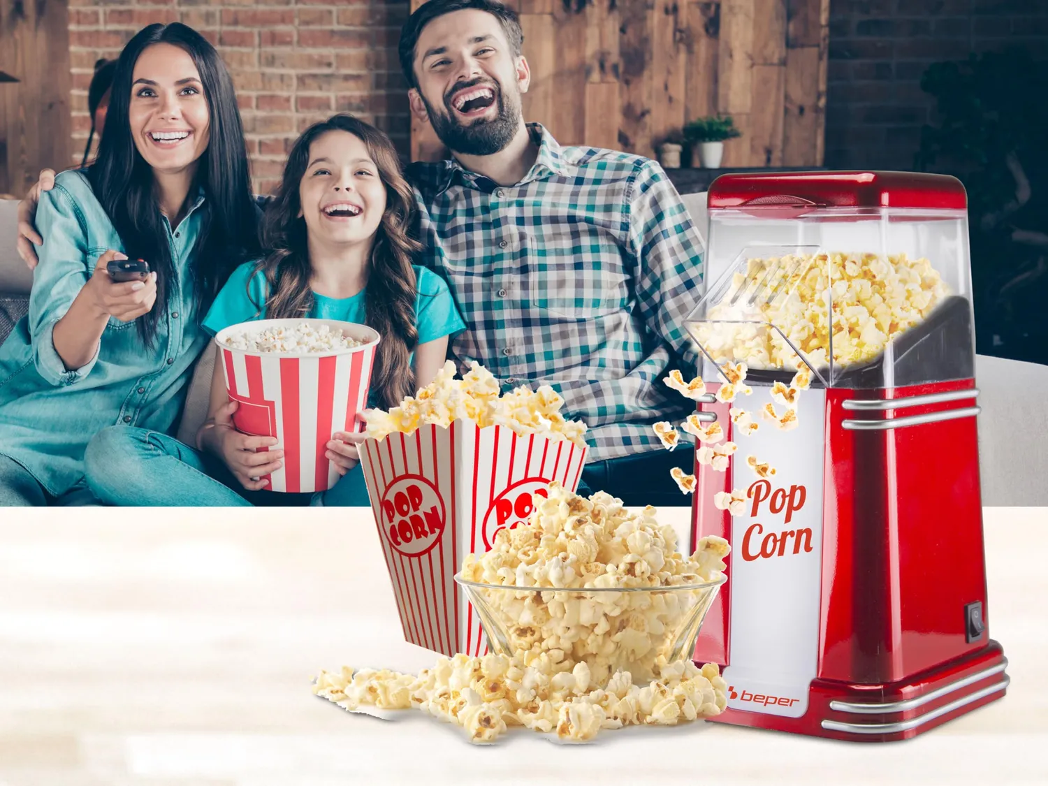 Beper 90.590Y macchina popcorn 1200W rossa aria calda