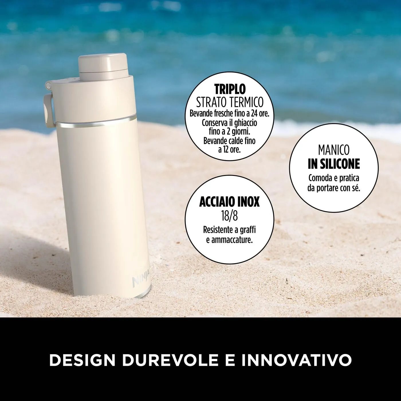 Ninja Thirsti DW2401EUUKST Borraccia Termica 700 ml Sabbia
