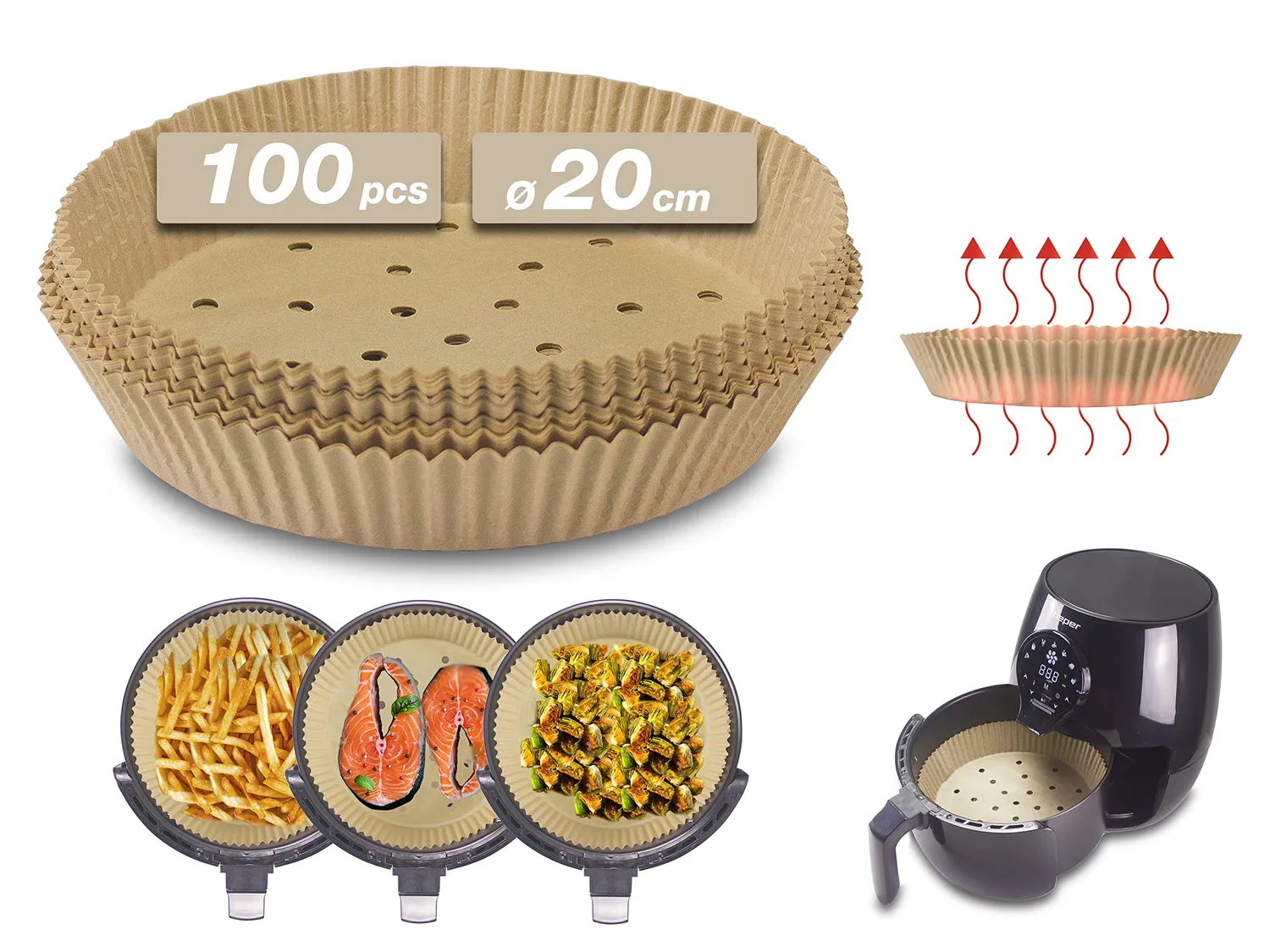 Beper C103ACC003 carta forno friggitrice aria 20x20 50 pz