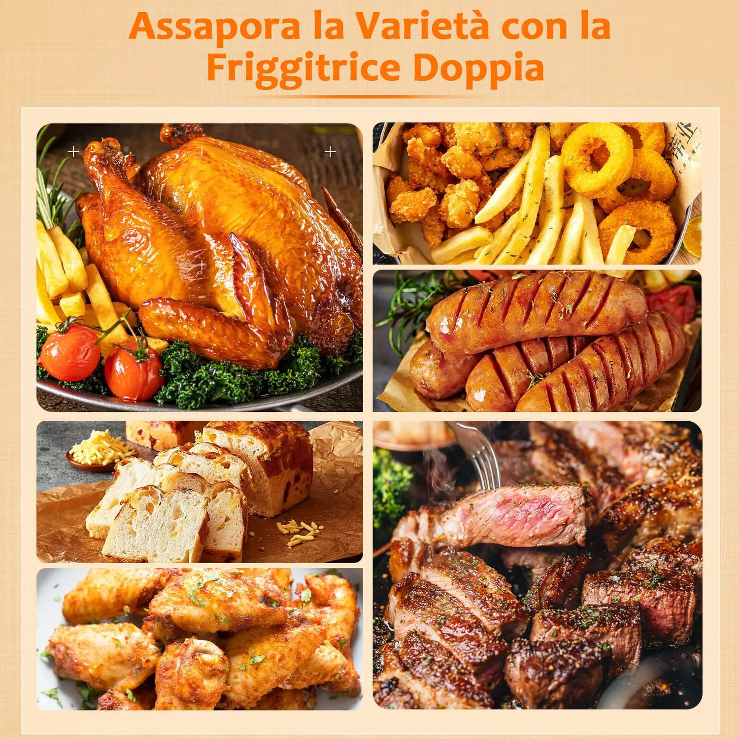YASHE Friggitrice ad Aria Doppio Cestello 9L 8 programmi