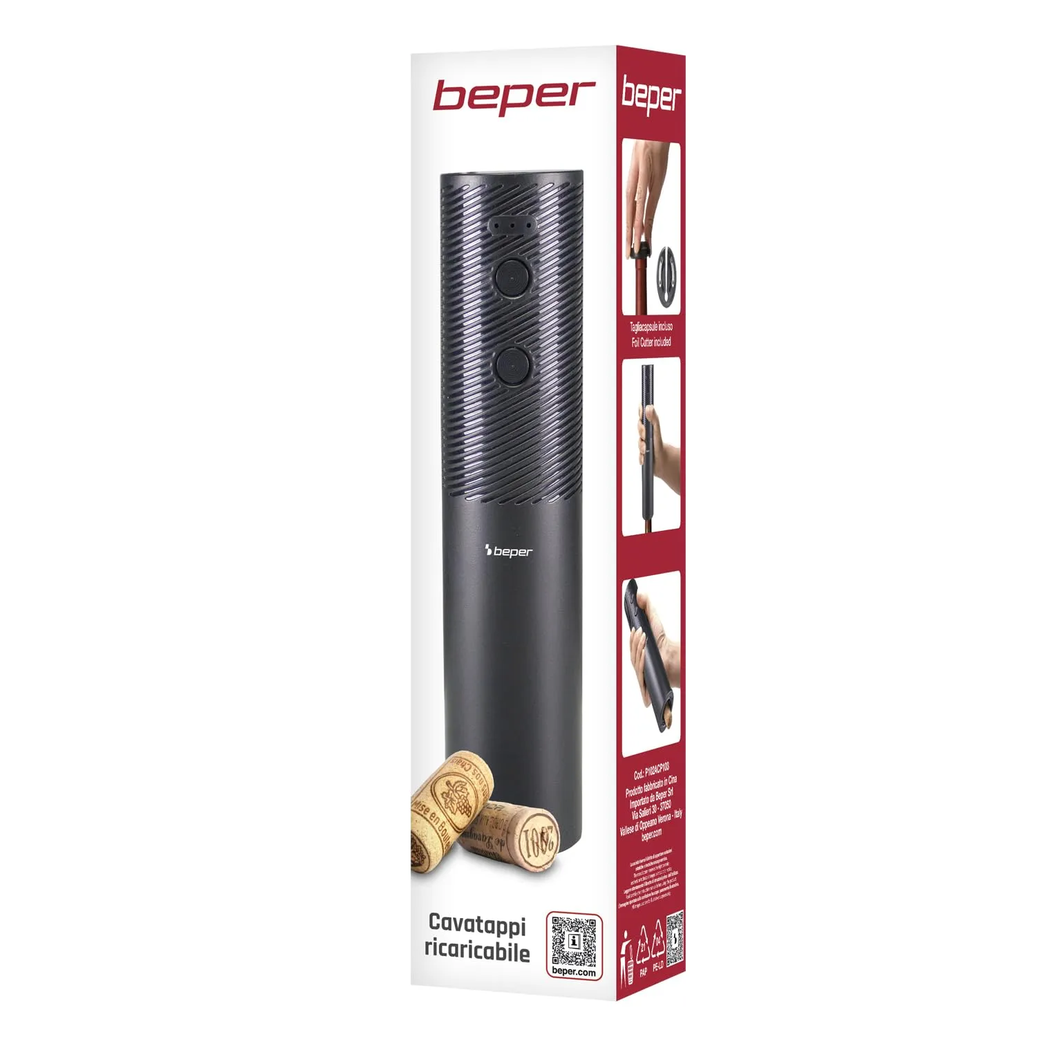 Beper P102ACP103 cavatappi elettrico Modello 2026 USB ricaricabile