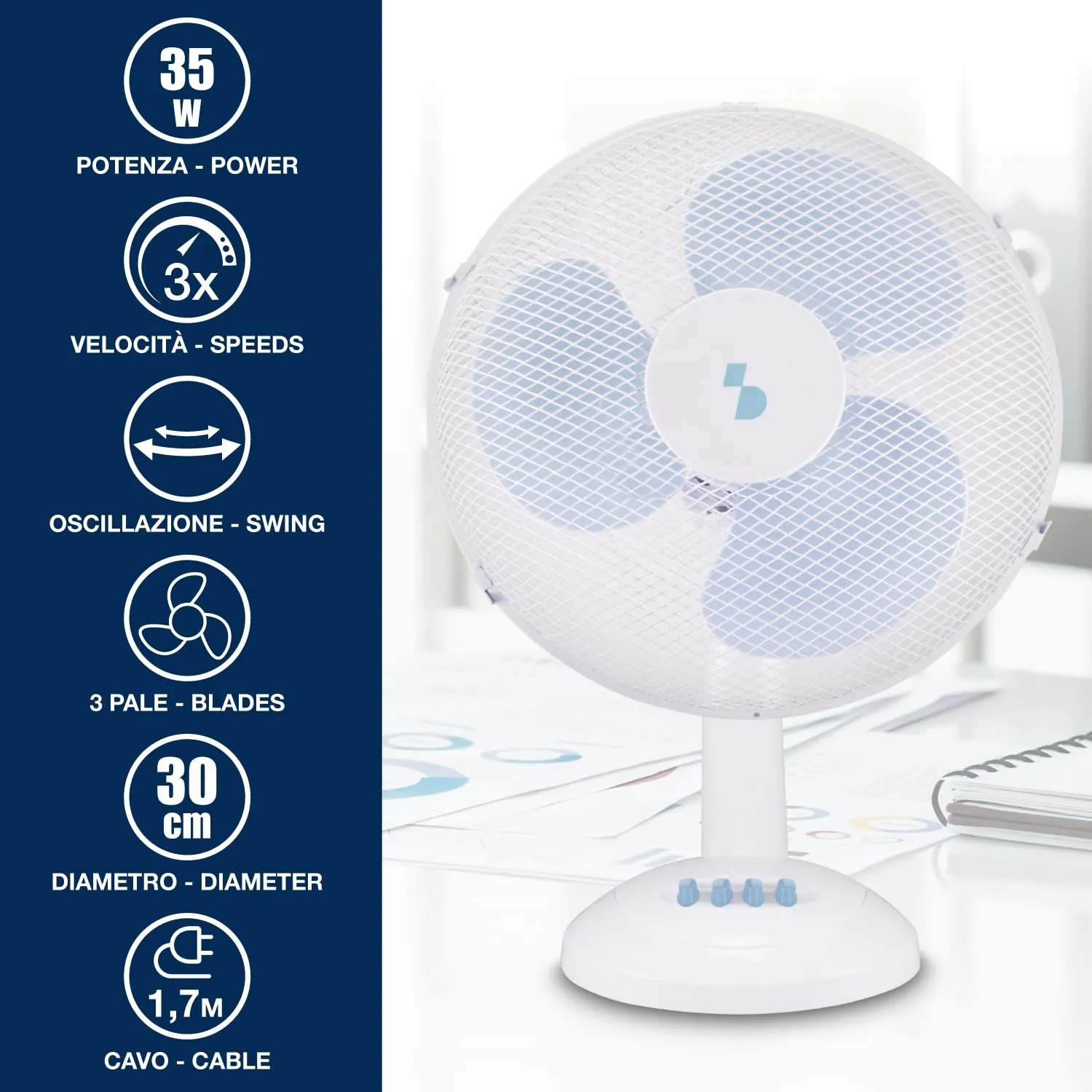 Beper P206VEN232 ventilatore tavolo 30 cm 35W