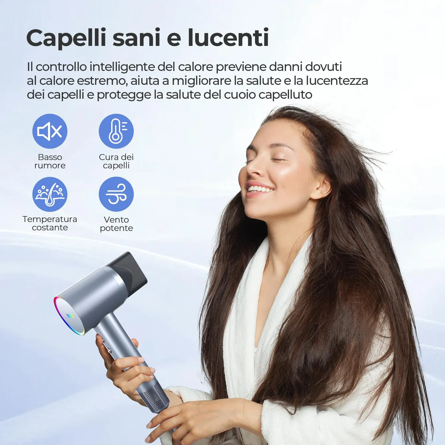 YASHE Asciugacapelli Ionico Blu 110000 giri con diffusore