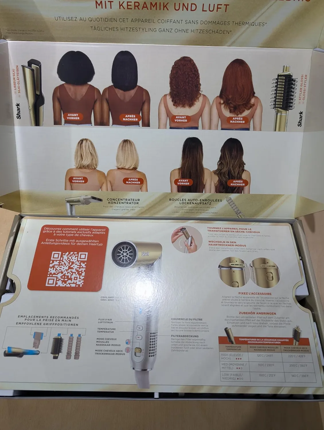Shark Glam FlexStyle HD6041SEU Styler Oro 4 in 1 Ceramica