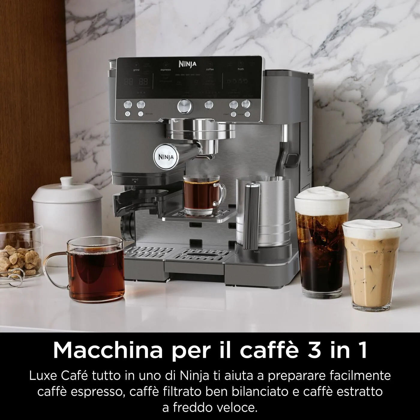 Ninja Luxe Premiere Macchina Caffè Espresso Grigio Metallizzato