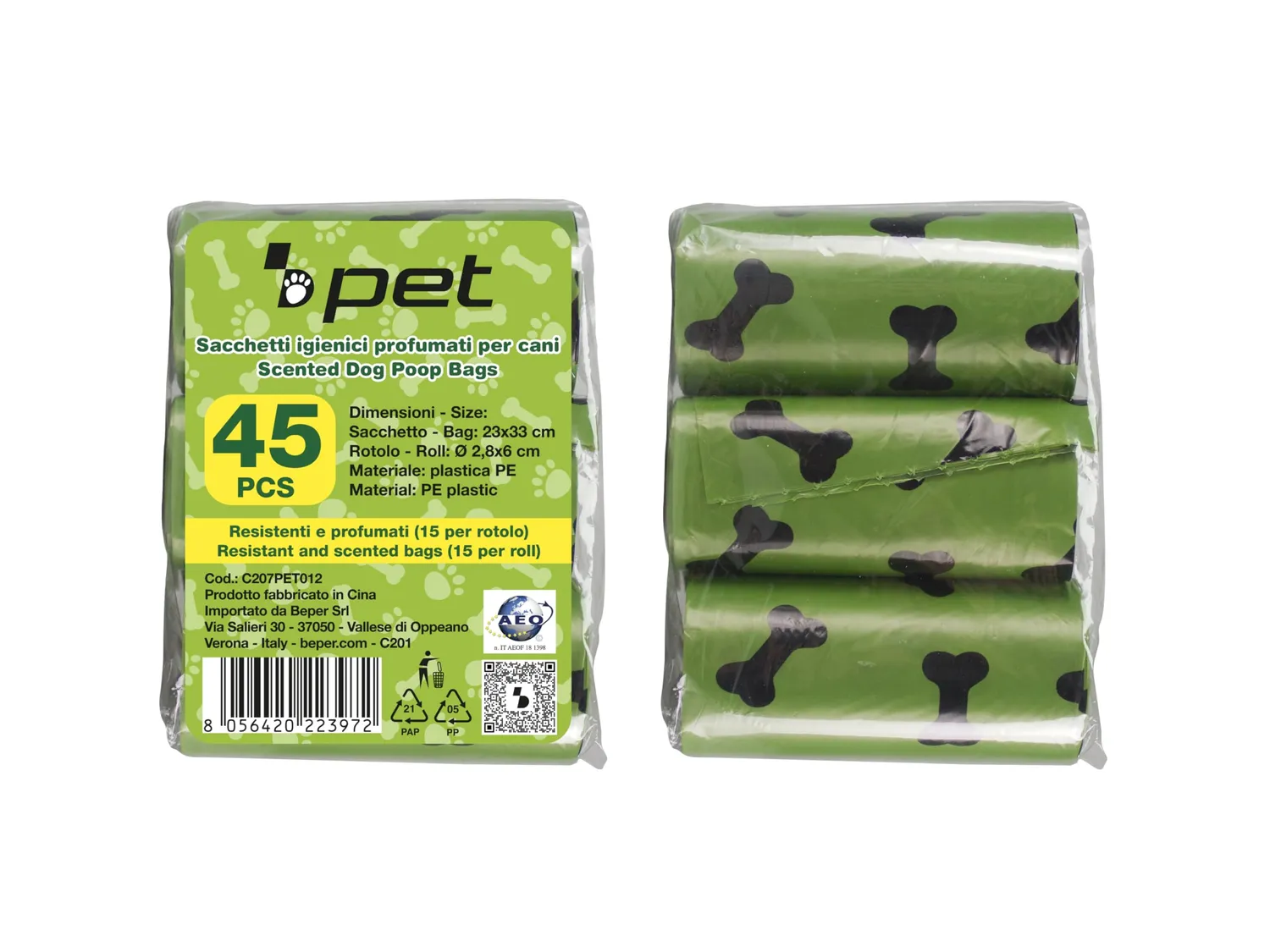 Beper Sacchetti Cane Profumati Verdi 45 Pezzi
