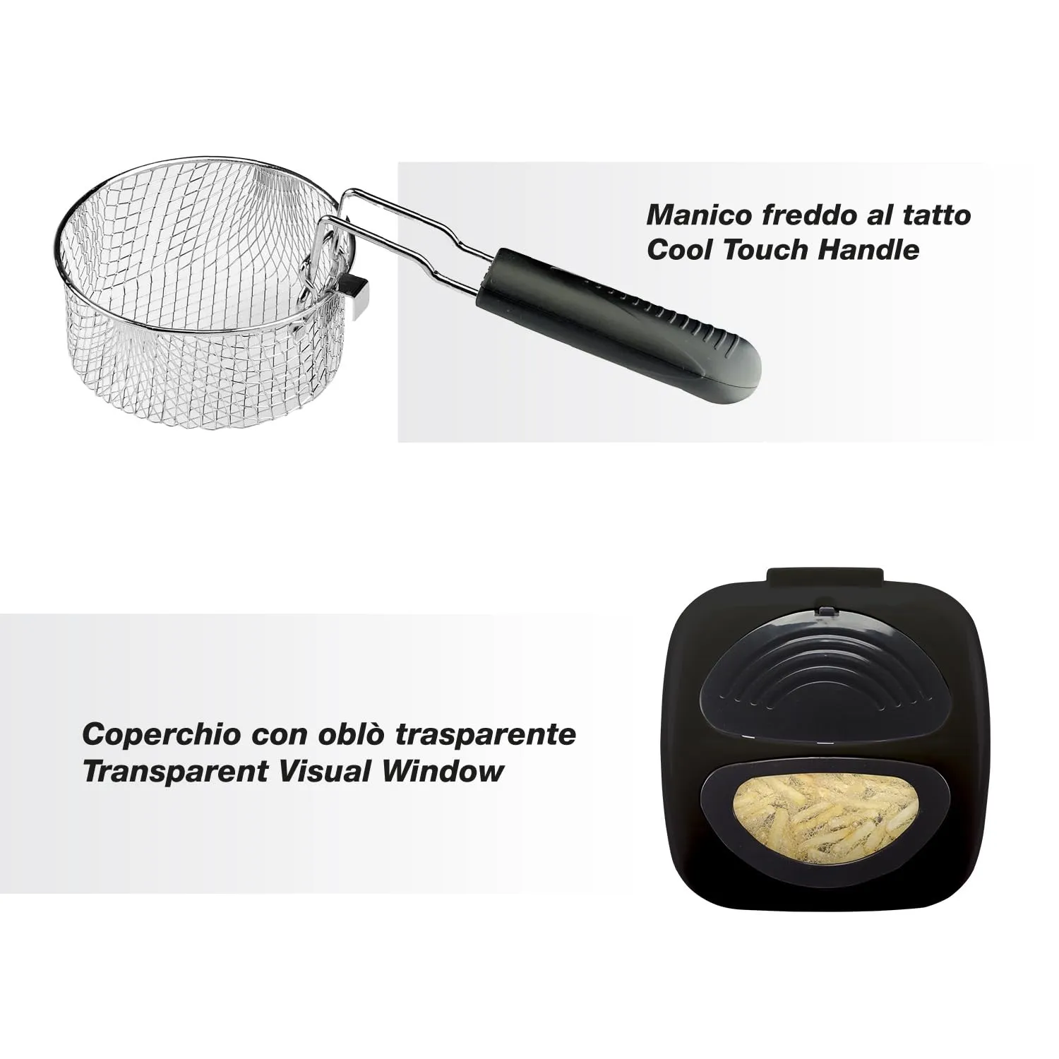 Beper P101FRI100 Friggitrice 1 L 950W con Oblò Nera