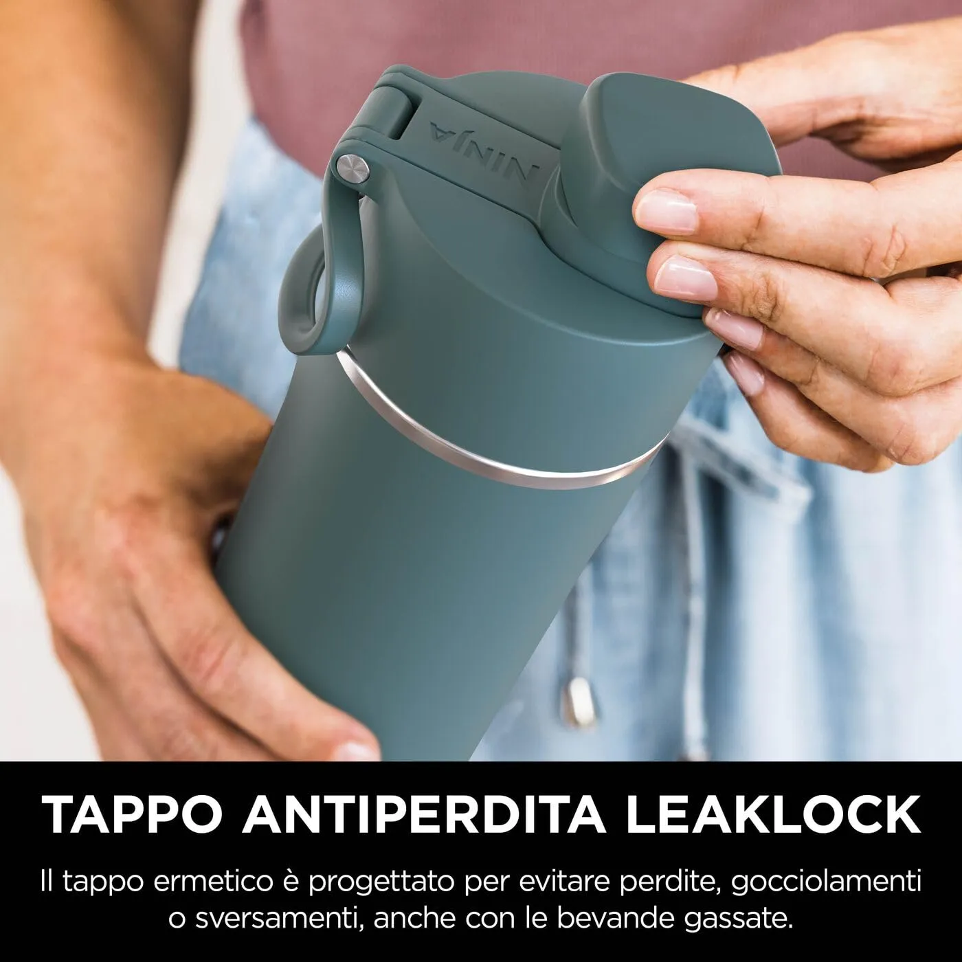 Ninja Thirsti DW1801EUUKEM borraccia termica 530 ml verde scuro gassate