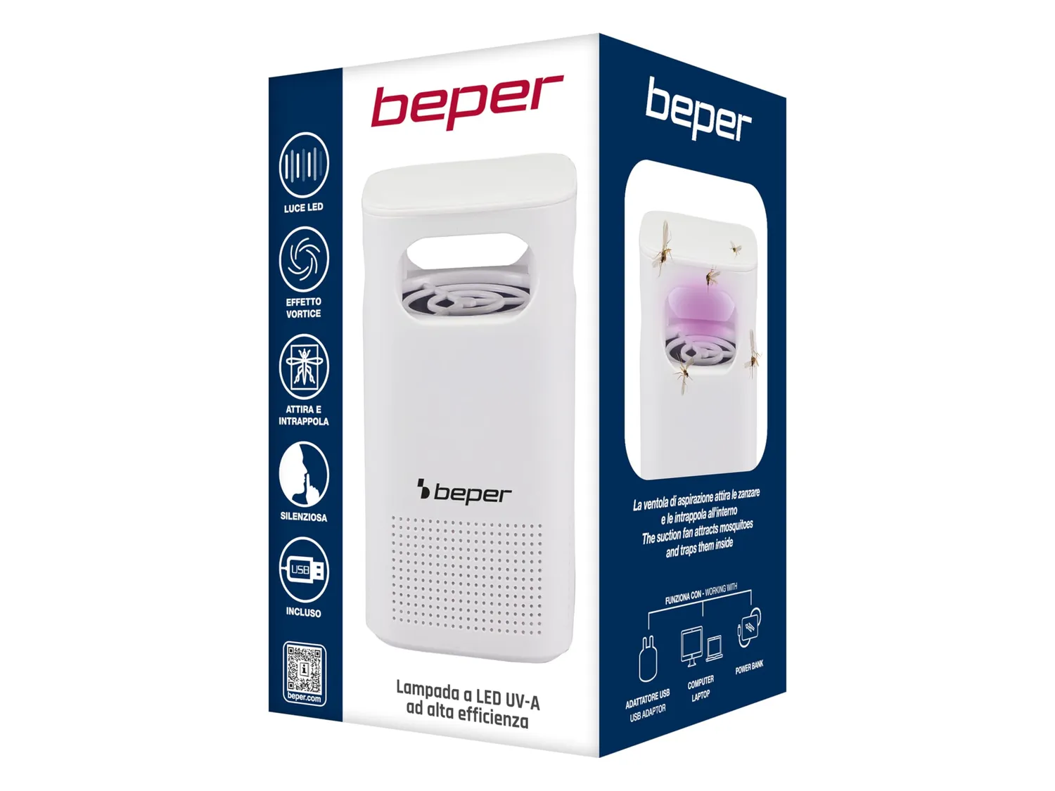Beper P206ZAN101 Zanzariera LED USB Silenziosa Interno
